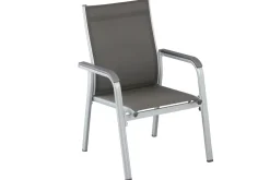 KETTLER BasicPlus Garten-Essgruppe, silber, Alu/Textilene, Tisch 180/240x100cm, 8 Stapelsessel