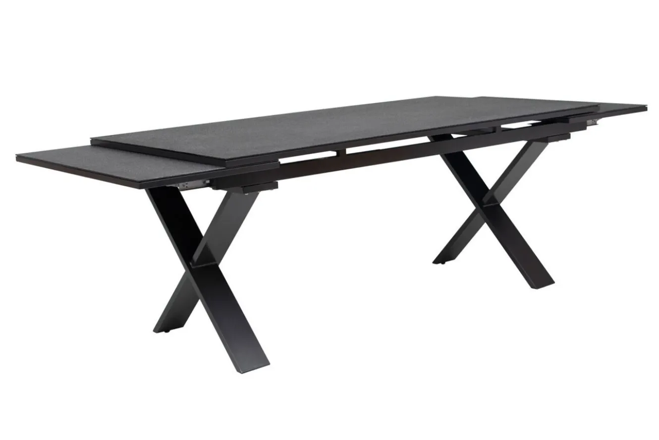KETTLER BasicPlus Garten-Essgruppe, anthrazit, Alu / Spraystone / Textil, Tisch 180/280x100cm, 6 Stapelsessel