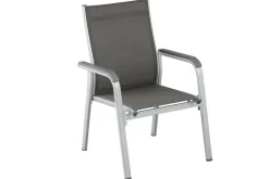 KETTLER BasicPlus Garten-Essgruppe, silber, Alu/Textilene, Tisch 180/240x100cm, 6 Stapel-, 2 Klappstühle