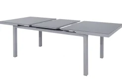 KETTLER BasicPlus Garten-Essgruppe, silber, Alu/Textilene, Tisch 180/240x100cm, 6 Stapel-, 2 Klappstühle
