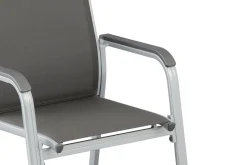 KETTLER BasicPlus Garten-Essgruppe, silber, Alu/Textilene, Tisch 180/240x100cm, 6 Stapel-, 2 Klappstühle