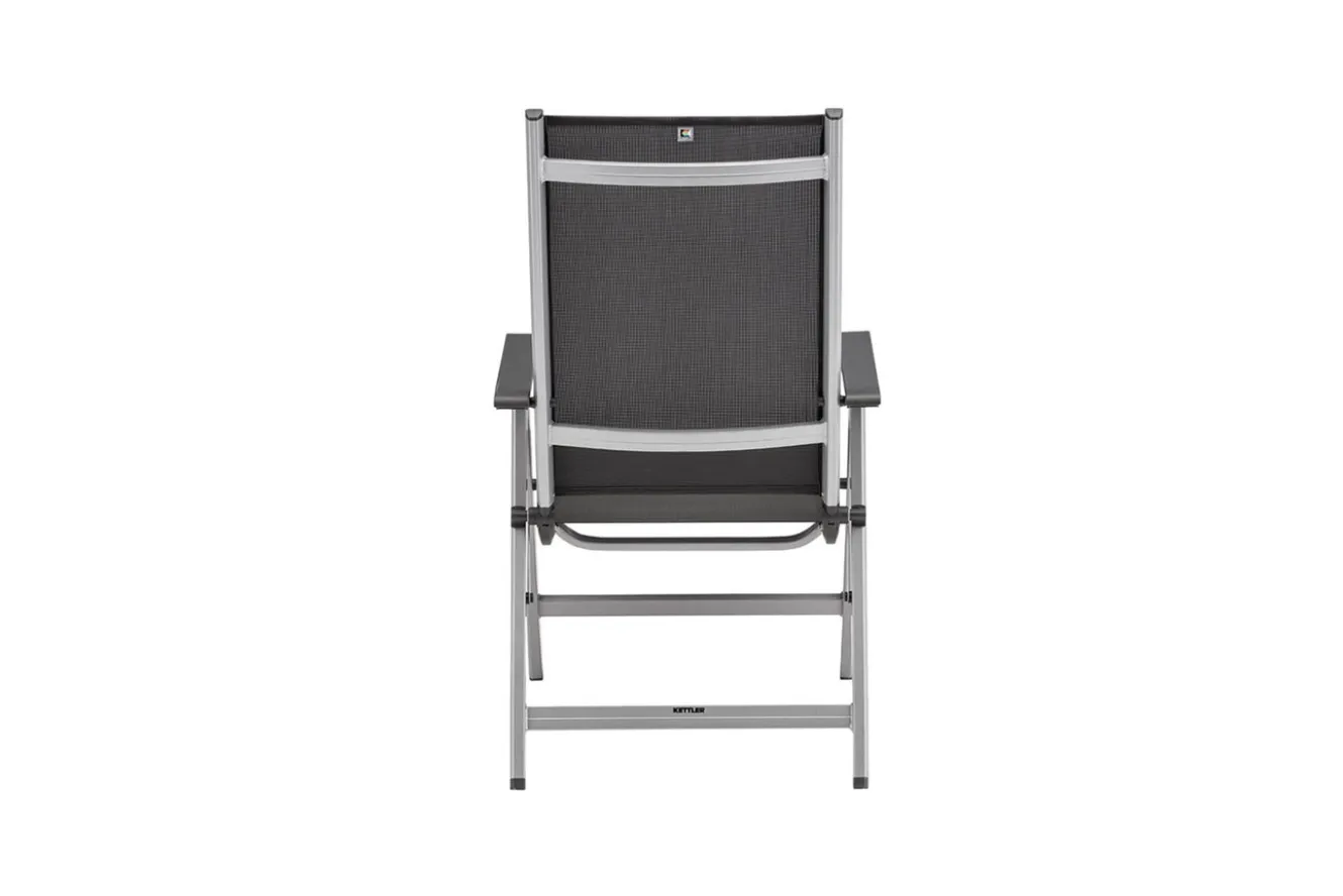 KETTLER BasicPlus Garten-Essgruppe, silber, Alu/Textilene, Tisch 180/240x100cm, 6 Stapel-, 2 Klappstühle