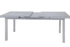 KETTLER BasicPlus Garten-Essgruppe, silber, Alu/Textilene, Tisch 180/240x100cm, 6 Stapel-, 2 Klappstühle