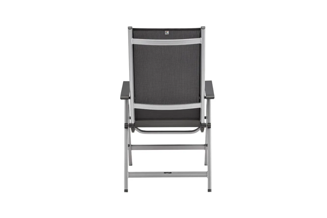 KETTLER BasicPlus Garten-Essgruppe, silber/anthrazit, Alu/Spraystone/Textil, 160 x 95 cm, inkl. 6 Klappstühle