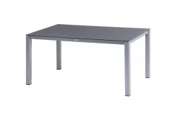 KETTLER BasicPlus Garten-Essgruppe, silber/anthrazit, Alu/Spraystone/Textil, 160 x 95 cm, inkl. 6 Klappstühle