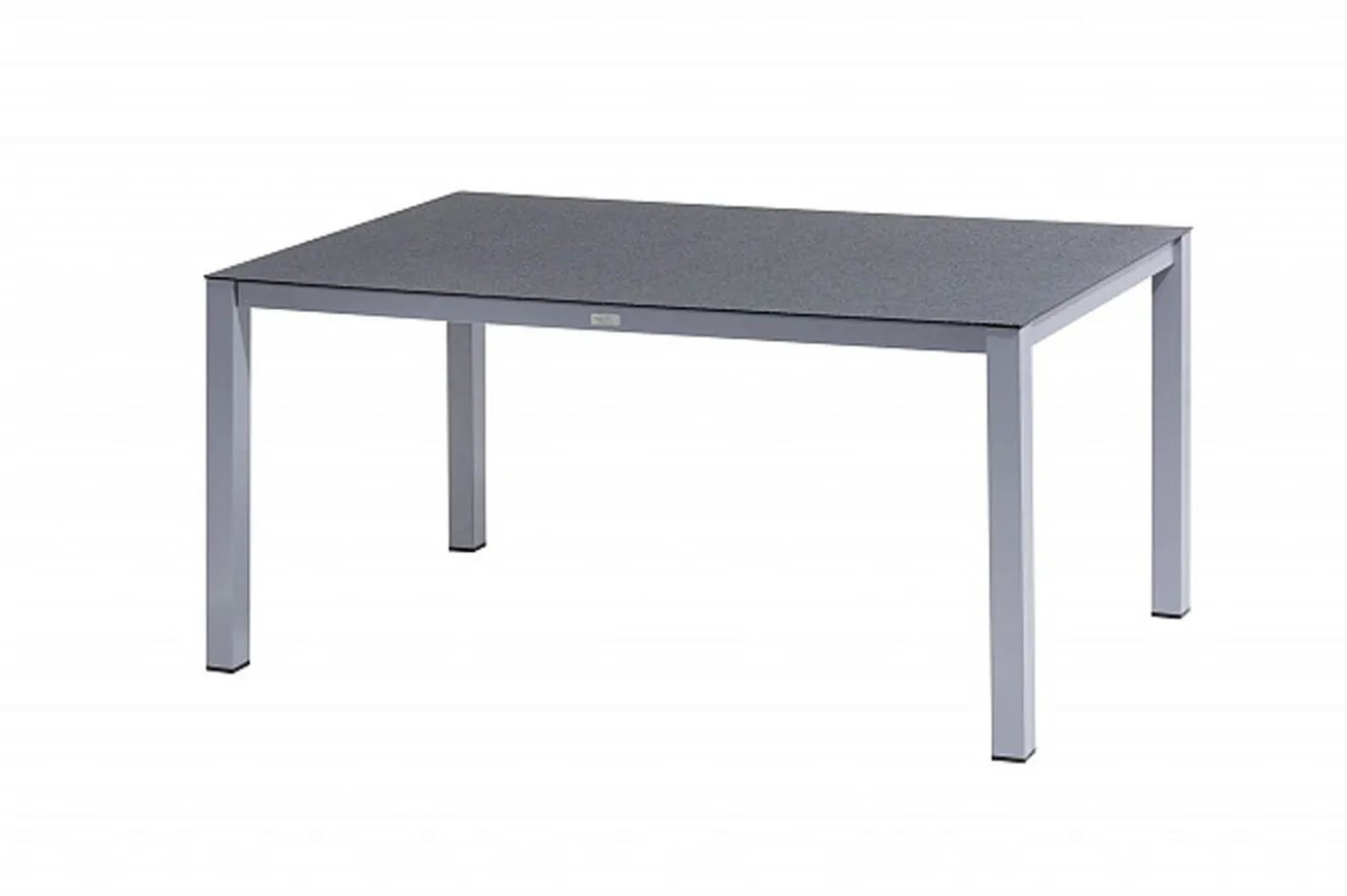 KETTLER BasicPlus Garten-Essgruppe, silber/anthrazit, Alu/Spraystone/Textil, 160 x 95 cm, inkl. 6 Klappstühle