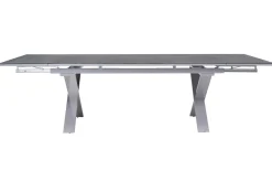 KETTLER BasicPlus Garten-Essgruppe, silber / anthrazit, Alu / Spraystone / Textil, Tisch 180/280x100cm, 6 Klappstühle