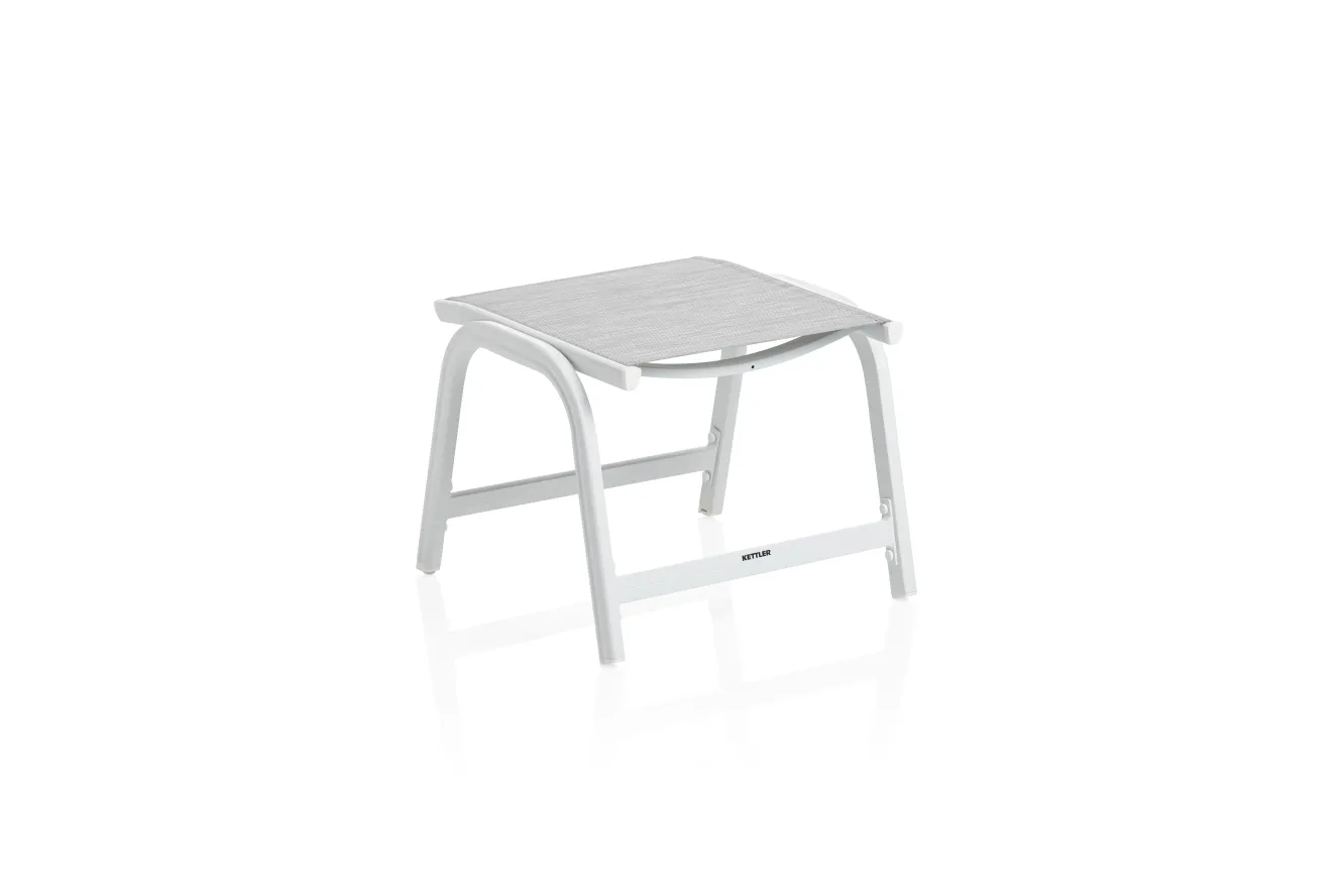 KETTLER BASIC PLUS Hocker,weiß matt/hellgrau, Alu/Outdoorgewebe, robust, pflegeleicht, stapelbar, 0301203-5200