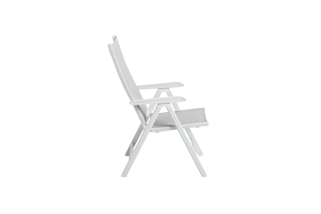 KETTLER BASIC PLUS Klappstuhl, weiß matt/hellgrau, Alu/Outdoorgewebe, klappbar, pflegeleicht, 0301201-5200