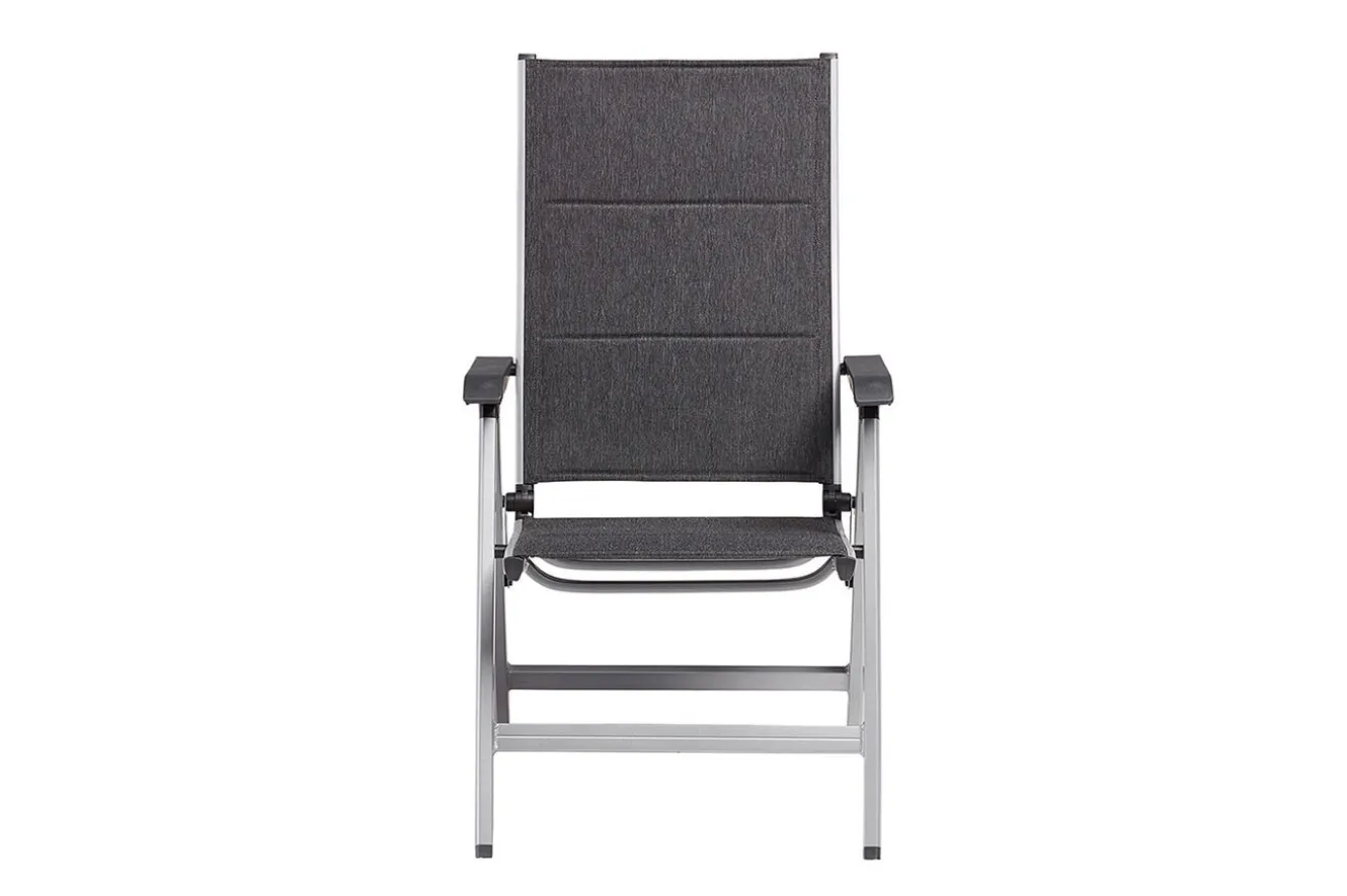 KETTLER BasicPlus Padded Klappstuhl, silber/anthrazit, Alu/Textilene, 0301201-9000, verstellbare Rückenlehne