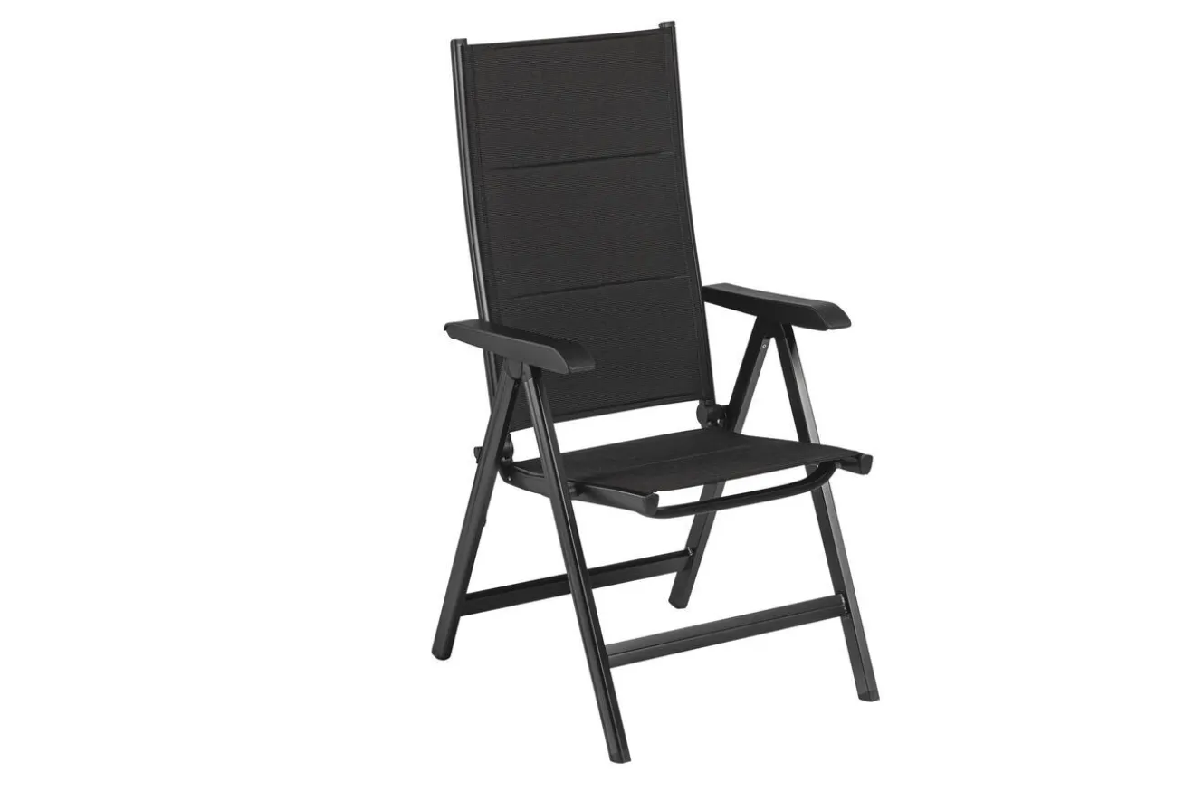 KETTLER BasicPlus PaddedKlappstuhl, anthrazit, Alu/Textilene, 0301201-9400, verstellbare Rückenlehne