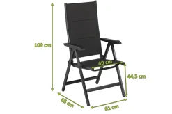 KETTLER BasicPlus PaddedKlappstuhl, anthrazit, Alu/Textilene, 0301201-9400, verstellbare Rückenlehne