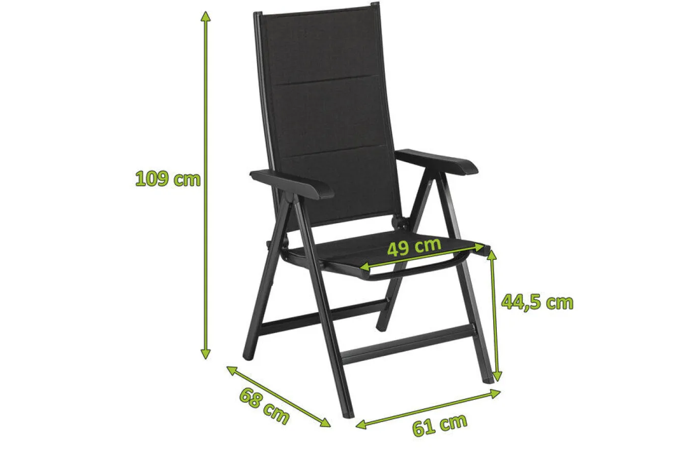 KETTLER BasicPlus PaddedKlappstuhl, anthrazit, Alu/Textilene, 0301201-9400, verstellbare Rückenlehne