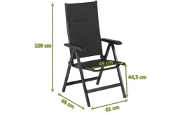 KETTLER BasicPlus PaddedKlappstuhl, anthrazit, Alu/Textilene, 0301201-9400, verstellbare Rückenlehne
