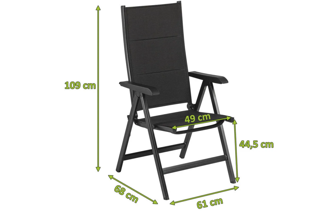 KETTLER BasicPlus PaddedKlappstuhl, anthrazit, Alu/Textilene, 0301201-9400, verstellbare Rückenlehne
