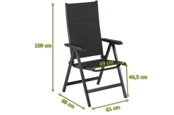KETTLER BasicPlus PaddedKlappstuhl, anthrazit, Alu/Textilene, 0301201-9400, verstellbare Rückenlehne