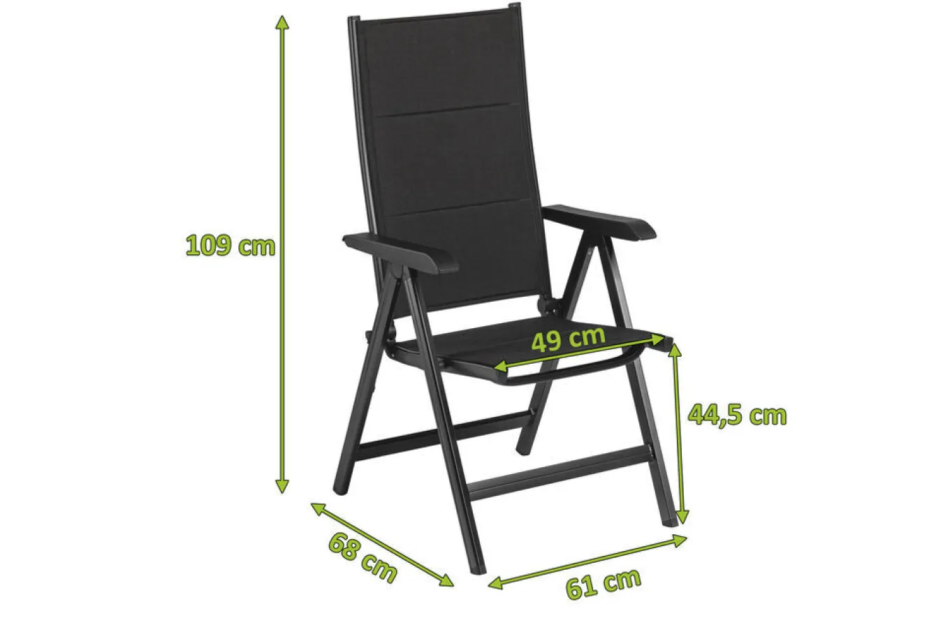 KETTLER BasicPlus PaddedKlappstuhl, anthrazit, Alu/Textilene, 0301201-9400, verstellbare Rückenlehne