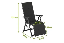 KETTLER BasicPlus PaddedRelaxsessel, anthrazit, Alu/Textilene, 0301216-9400, verstellbare Rückenlehne