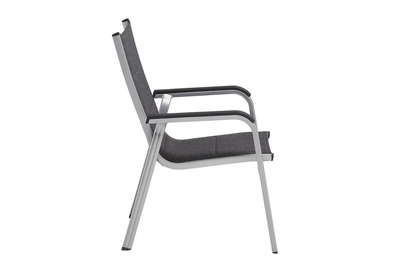 KETTLER BasicPlus PaddedStapelsessel, silber/anthrazit, Alu/Textilene, 0301202-9000, stapelbar