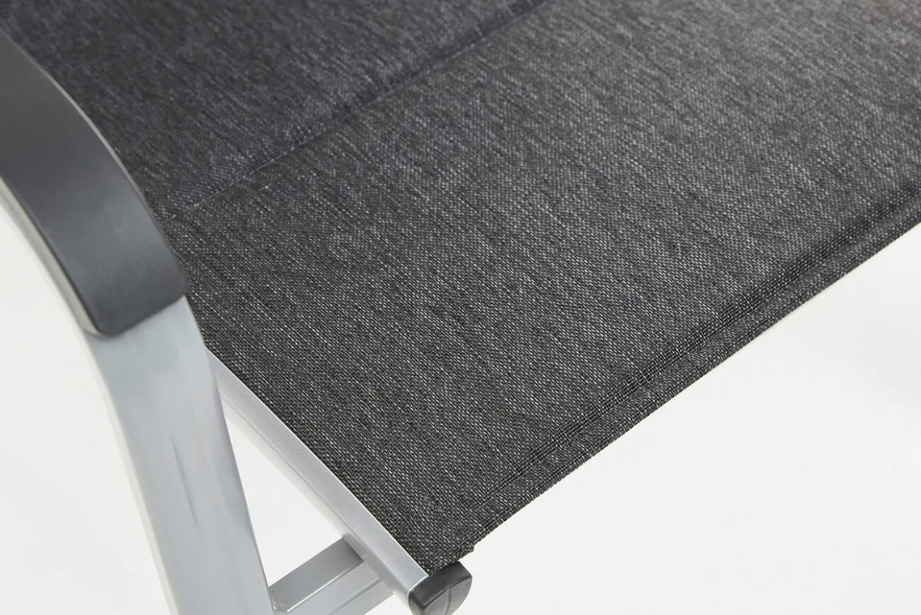 KETTLER BasicPlus PaddedStapelsessel, silber/anthrazit, Alu/Textilene, 0301202-9000, stapelbar