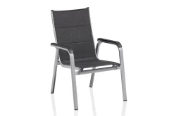KETTLER BasicPlus PaddedStapelsessel, silber/anthrazit, Alu/Textilene, 0301202-9000, stapelbar