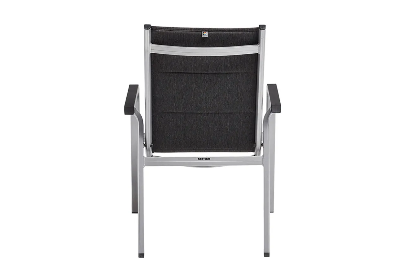 KETTLER BasicPlus PaddedStapelsessel, silber/anthrazit, Alu/Textilene, 0301202-9000, stapelbar