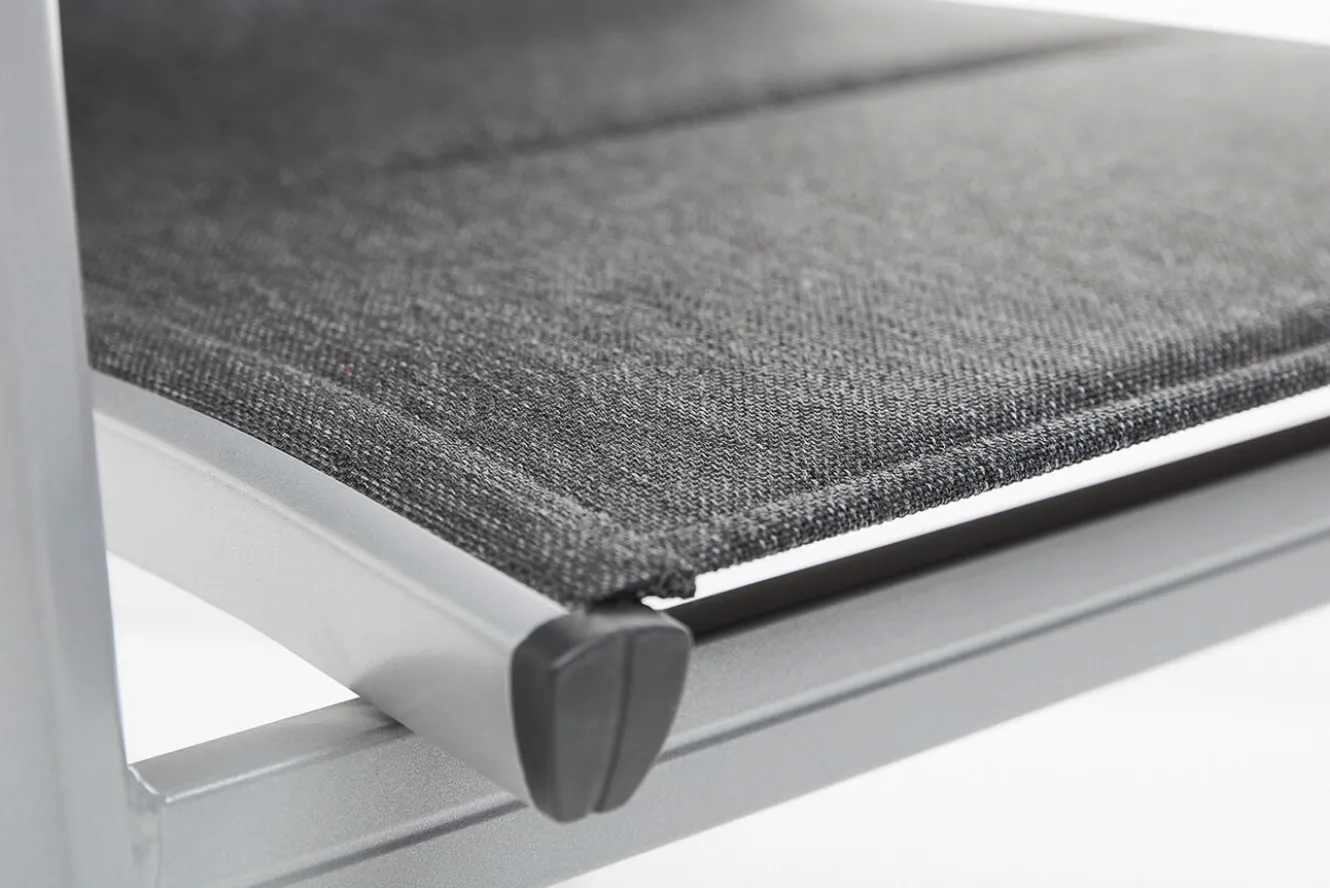 KETTLER BasicPlus PaddedStapelsessel, silber/anthrazit, Alu/Textilene, 0301202-9000, stapelbar