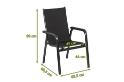 KETTLER BasicPlus PaddedStapelsessel, anthrazit, Alu/Textilene, 0301202-9400, stapelbar
