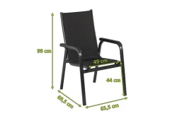 KETTLER BasicPlus PaddedStapelsessel, anthrazit, Alu/Textilene, 0301202-9400, stapelbar