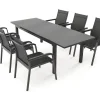 KETTLER BasicPlus Premium Garten-Essgruppe, anthrazit, Alu/Spraystone, Tisch 180/240x90 cm, 6 Stapelsessel