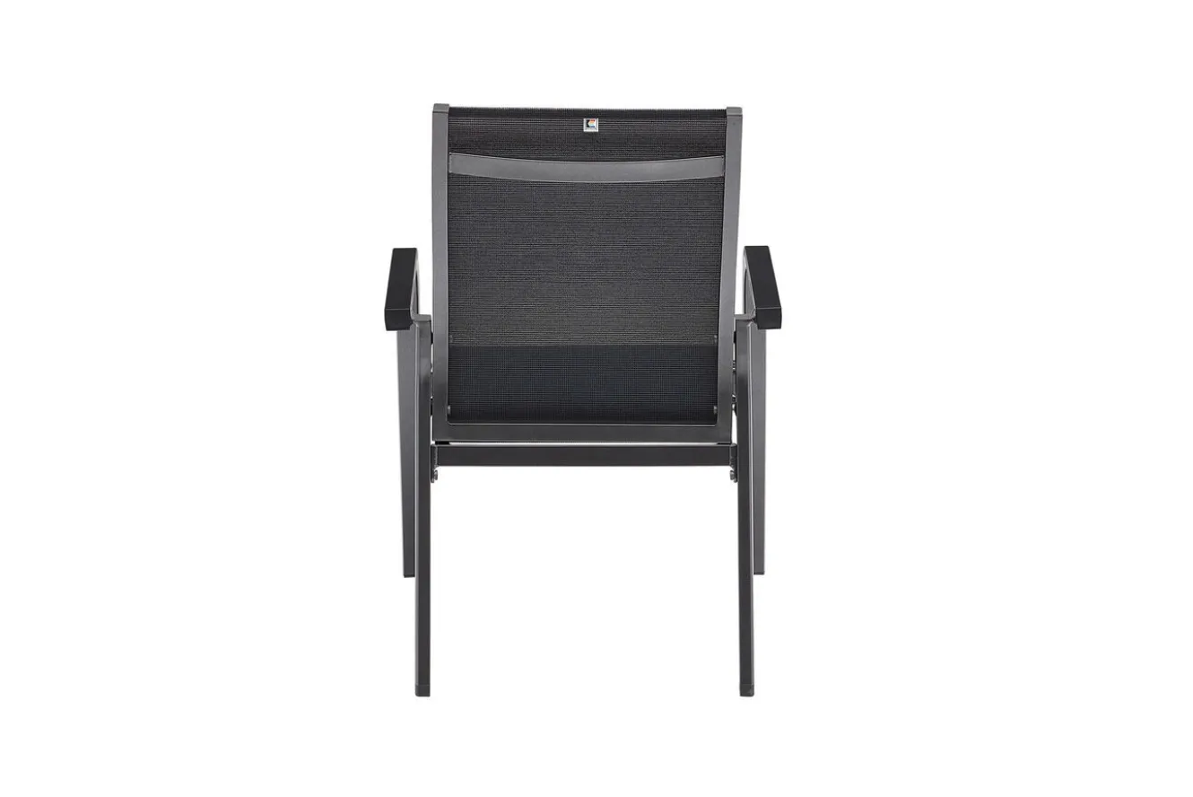 KETTLER BasicPlus Premium Garten-Essgruppe, anthrazit, Alu/Spraystone, Tisch 180/240x90 cm, 6 Stapelsessel