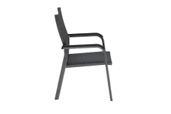 KETTLER BasicPlus Premium Garten-Essgruppe, anthrazit, Alu/Textilene, Tisch 180/240 cm, 6 Stapelsessel