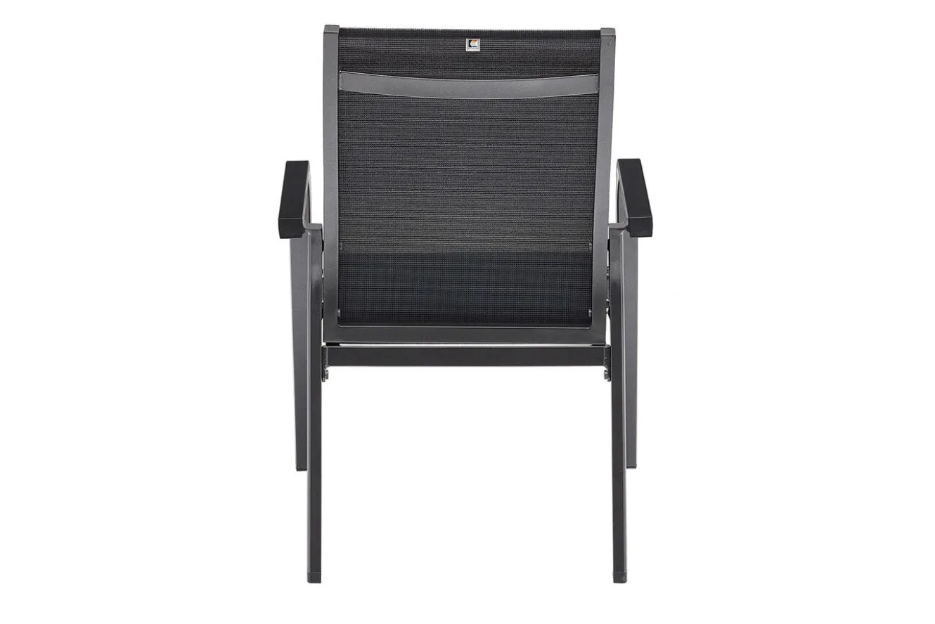 KETTLER BasicPlus Premium Garten-Essgruppe, anthrazit, Alu/Textilene, Tisch 180/240 cm, 6 Stapelsessel