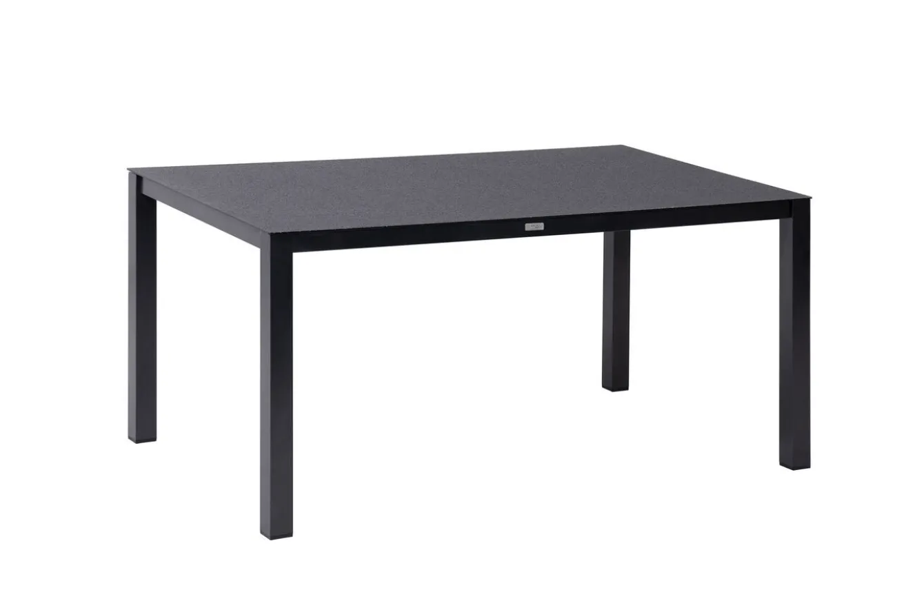 KETTLER BasicPlus Premium Garten-Essgruppe, anthrazit, Alu/Spraystone, Tisch 160x95 cm, 4 Stapelsessel