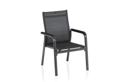 KETTLER BasicPlus Premium Garten-Essgruppe, anthrazit, Alu/Spraystone, Tisch 160x95 cm, 6 Stapelsessel