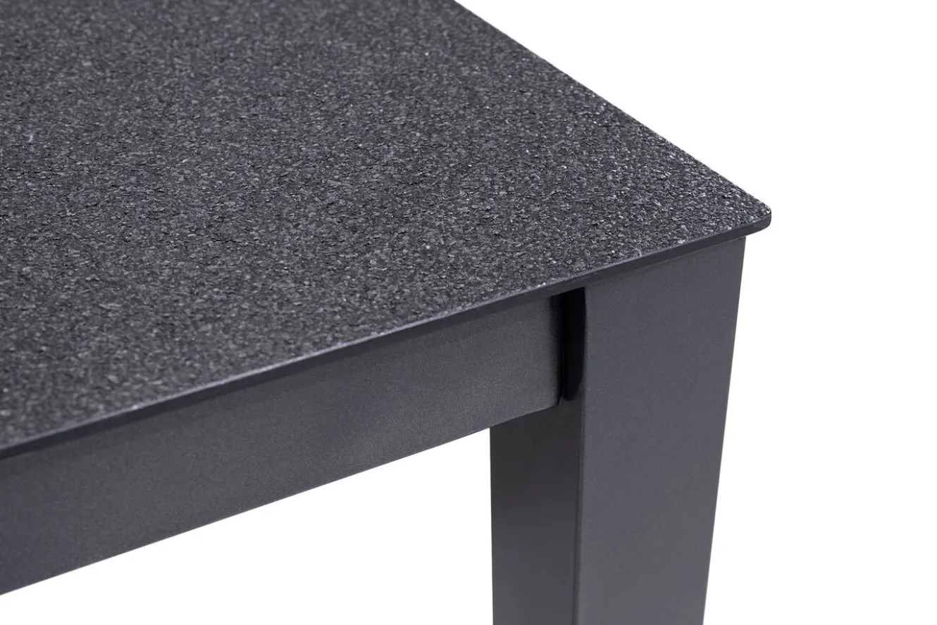 KETTLER BasicPlus Premium Garten-Essgruppe, anthrazit, Alu/Spraystone, Tisch 160x95 cm, 6 Stapelsessel