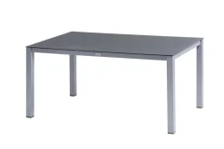 KETTLER BasicPlus Premium Garten-Essgruppe, silber, Alu/Spraystone, Tisch 160x95 cm, 4 Stapelsessel