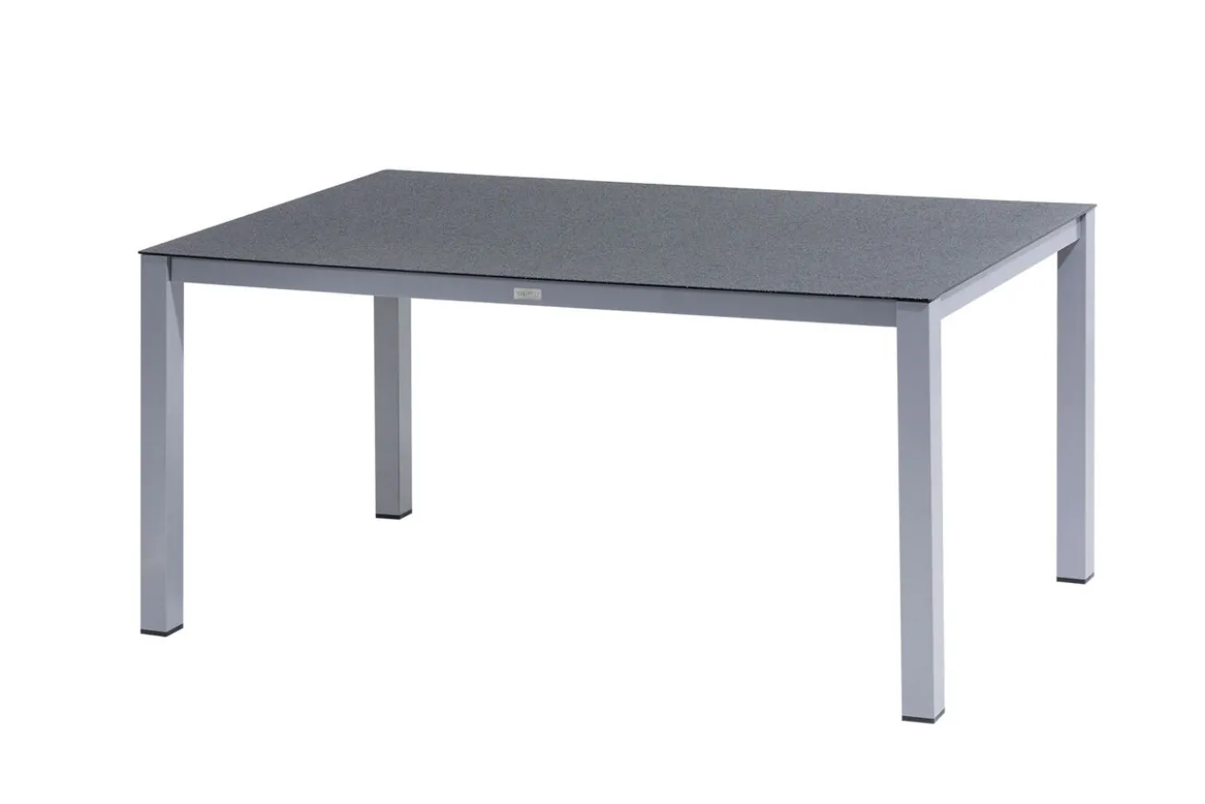 KETTLER BasicPlus Premium Garten-Essgruppe, silber, Alu/Spraystone, Tisch 160x95 cm, 4 Stapelsessel