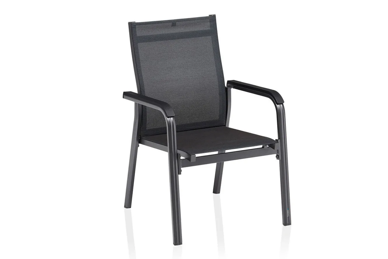 KETTLER BasicPlus Premium Garten-Essgruppe, anthr., Alu/Spraystone, Tisch 180/280 cm, 10 Stapelsessel