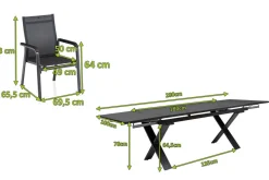 KETTLER BasicPlus Premium Garten-Essgruppe, anthr., Alu/Spraystone, Tisch 180/280 cm, 10 Stapelsessel