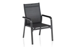 KETTLER BasicPlus Premium Garten-Essgruppe, anthr., Alu/Spraystone, Tisch 180/280 cm, 8 Stapelsessel