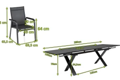 KETTLER BasicPlus Premium Garten-Essgruppe, anthr., Alu/Spraystone, Tisch 180/280 cm, 8 Stapelsessel