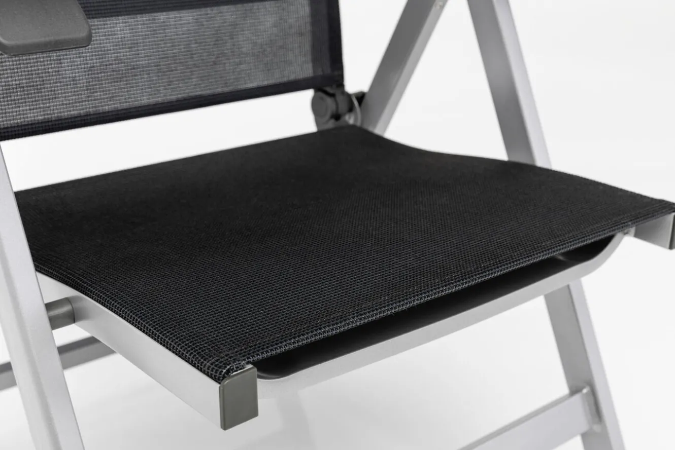 KETTLER Basic Plus Premium Klappstuhl, silber/lakritz, Alu/Outdoorgewebe,0102401-0000