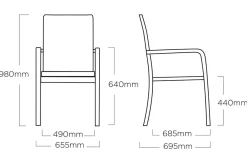 KETTLER BasicPlus Premium, silber/ lakritz, Alu/Outdoorgewebe, 4 Stapelsessel (0102405-0000)