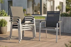 KETTLER BasicPlus Premium, silber/ lakritz, Alu/Outdoorgewebe, 4 Stapelsessel (0102405-0000)