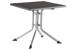KETTLER BasicPlus Pro Balkon-Set, silber/anthrazit, Aluminium/KETTALUX/Textilene, Tisch 70 x 70 cm, 2 Klappstühle