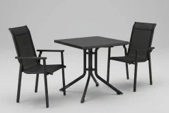 KETTLER BasicPlus Pro Balkon-Set, anthrazit, Aluminium/KETTALUX/Textilene, Tisch 70 x 70 cm, 2 Stapelsessel, robust
