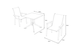 KETTLER BasicPlus Pro Balkon-Set, anthrazit, Aluminium/Textilene/KETTALUX, 80 x 80 cm, 2 Stapelstühle