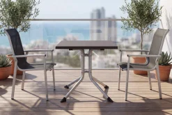 KETTLER BasicPlus Pro Balkon-Set, silber/anthrazit, Aluminium/KETTALUX/Textilene, Tisch 70 x 70 cm, 2 Stapelsessel