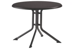 KETTLER BasicPlus Pro Balkon-Set, anthrazit, Aluminium/KETTALUX/Textilene, Tisch Ø 70 cm, 2 Klappstühle, schmutzabweisend